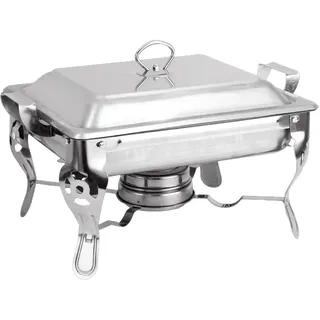 Bazargame Chafing Dish Edelstahl Warmhaltebehälter Speisewärmer Buffetwärmer Wärmebehälter Für Catering Buffet Und Party Suppen-Wärmer Mit Brennpastenbehälter