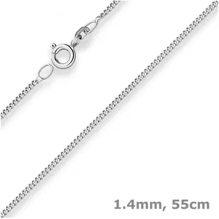 Schmuck Krone Goldkette 1,4mm Panzerkette aus 585 Weißgold 55cm, Gold 585 silberfarben