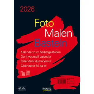 Korsch Verlag Foto-Malen-Basteln Bastelkalender A4 schwarz 2026
