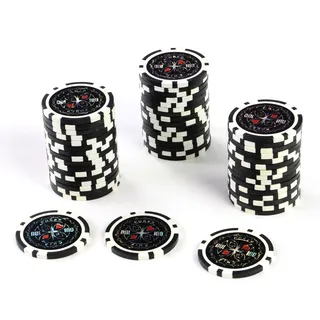 Nexos Trading 50 Poker-Chips Laser-Chips Metallkern 12g Poker Texas Hold`em Black Jack Roulette reflektierend Tokens Jetons Casino 1 Rolle Wert 1-10000 wählbar (Wert 100)