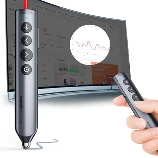 Norwii N10s Pro Bluetooth Presenter mit LightPointer für Touchscreen, Digital Highlight Powerpoint Fernsteuerung Präsentation, 50m Reichweite Metallgehäuse