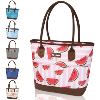 Kato Tirrinia Faltbar Kühltasche Groß mit Wasserdichte Isolierte 20L, Gross Einkaufstasche Isoliertasche Tote Tasche mit Reißverschluss, Ideale Thermotasche Picknicktasche Lunchtasche, Pink Melon