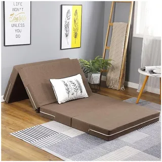 HonunGron Klappmatratze Gästematratze, Faltbare Isomatte aus Memory-Schaum für Reisen, Camping, Boden, Gästebett, Faltmatratze Gästematratze Klappbar Waschbarem Bezug (Khaki,60 x 200 x 5 cm)
