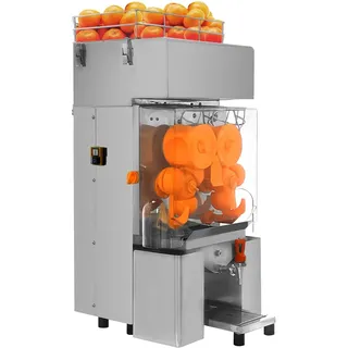 GGM Gastro Elektrische automatische Orangenpresse - Automatische Obstzufuhr - 200 W - 20 Orangen pro Minute - Besonders geeignet für Buffets und Restaurants - Stark & Zuverlässig - Edelstahl - OPB20E