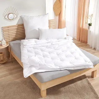 Traumschlaf Faserdecke Down Touch Vierjahreszeiten, Füllung: 100% Polyester 160x210 cm - Weiß