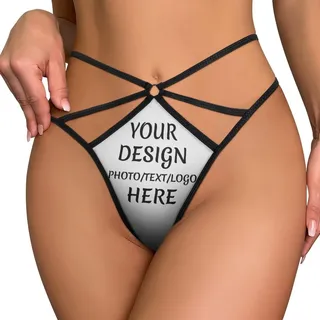 WAFICAC Personalisierte G-String-Tanga-Höschen für Frauen, individuelles Foto, Text, Namenshöschen, DIY-Unterwäsche, T-Rücken-Höschen für Frauen, Freundin - M