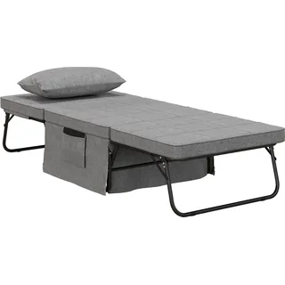 HOMCOM 4-in-1 Einzelbett  Gästebett Klappbett Sessel Ottomane, 8 cm Matratze, 5-Stufen Höhenverstellbar, Stahlrahmen, 188x75x38cm  Aosom