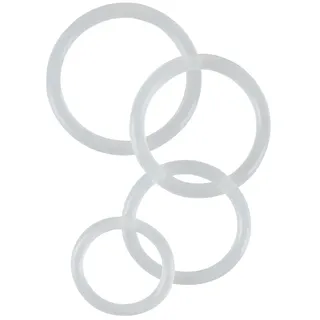 4-teiliges Penisringset „Clear Cock Rings“, 3 - 5 cm Ø, transparent