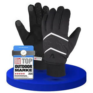 Alpensattel Fahrradhandschuhe PolarTherm Winter Handschuhe (Handschuhset, 1-St., Thermofleece und Touchfunktion) warm, wasserdicht & touchscreenfähig schwarz XL