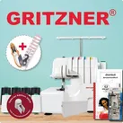 GRITZNER 788 Overlock Neue Version 2025 mit Fadenabschneider + LED Beleuchtung Black&White Edition mit Fadenschere und Overlockgarn