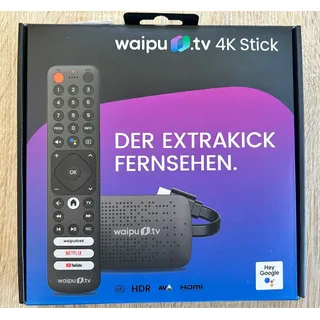 waipu.tv 4K Stick + Fernbedienung Streaming Stick, Schwarz