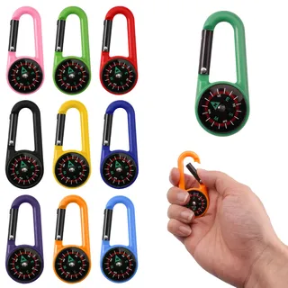 10 Stück Karabiner Haken Minikompaß, Bunte Karabiner Kompass, Karabinerhaken Mini Kompaß, Kompass Outdoor Kinder Anhänger, Multifunktionaler Tragbarer kompaß Klein für Outdoor Wandern Camping