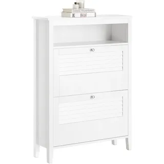 SoBuy Schuhschrank FSR152 80 x 108 x 25 cm mit 2 Klappen / weiß