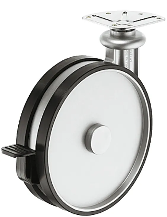 Häfele Design-Möbelrolle, 180mm, Tragkraft 80 kg, lenkbar, mit Feststeller