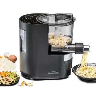 Rommelsbacher Elektrische Nudelmaschine PM 220 – bis zu 800 g frische Pasta, integrierte Waage, gesteuerte Wasserzufuhr, 6 vollautomatische Programme, Edelstahl Pressschnecke, 7 Nudelformen, Lüfter