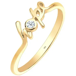 Elli DIAMONDS Ring Damen Hope-Schriftzug mit Diamant (0.03 ct.) in 585 Gelbgold
