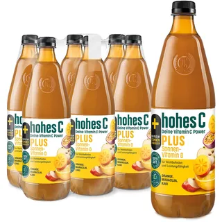 hohes C PLUS Sonnenvitamin D (6 x 1l), 100% Saft, Orange, Apfel, Maracuja, Zitrone, Kaki, Vitamin C, PLUS an Vitamin D, ohne Zuckerzusatz laut Gesetz, vegan