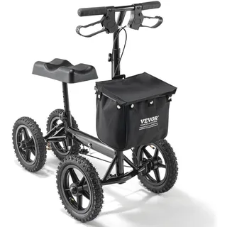 Vevor Knieroller,Knie-Walker aus Aluminium mit höhenverstellbarer Lenkstange und Kniepolster, 30 cm Geländeräder, Doppelbremsen, Bein-Rehabilitationsroller für Knöchel- und Fußbrüche, 160 kg