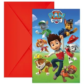 Amscan Procos,81370,PR89441 AA8Einladungen inPaw Patrol Umschlag,einsatzbereit, 6 Stück
