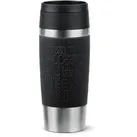 Emsa Thermobecher Travel Mug N2020200, schwarz, hält 4 h warm und 8 h kalt, Edelstahl doppelwandig, 360 ml