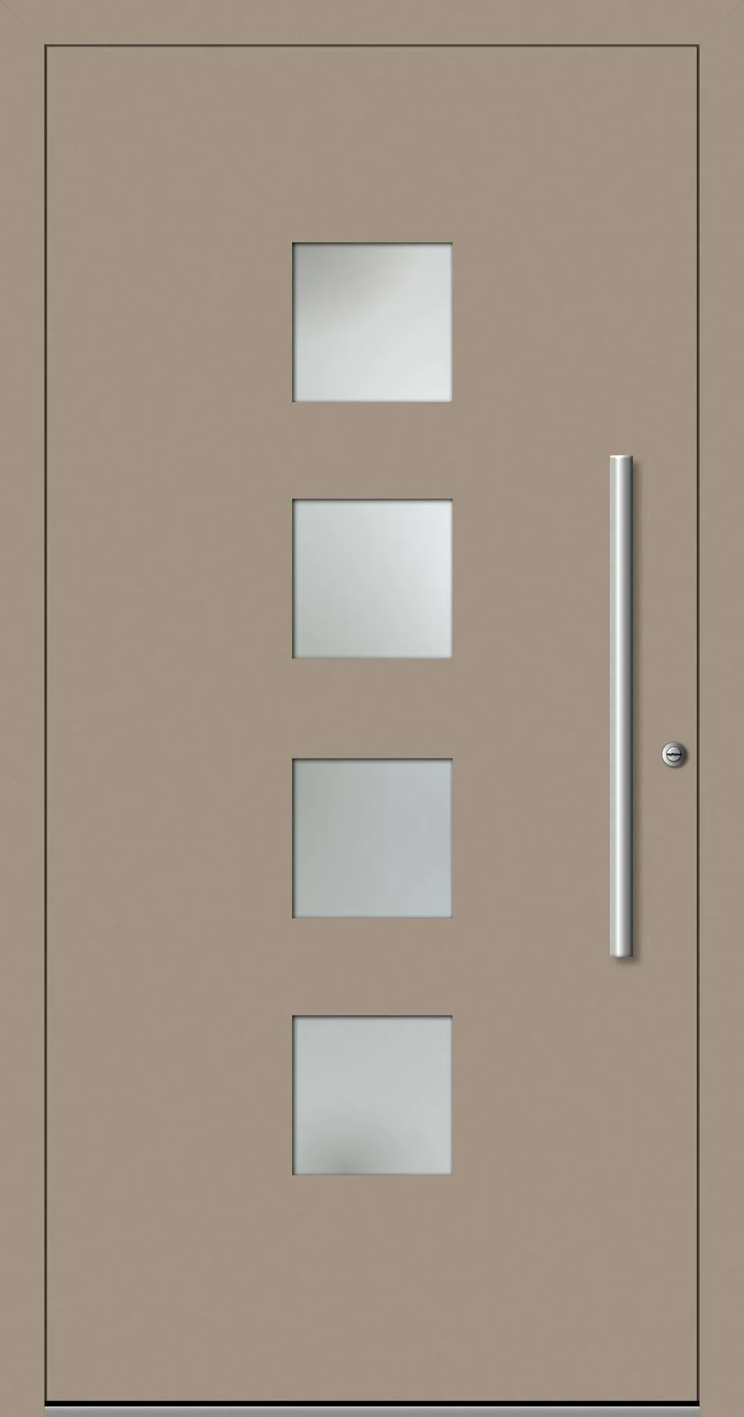 Schüco Aluminium Haustür "DORA" ADS 75.SI RC2 Graubeige RAL 1019 beidseitig innen öffnend DIN rechts