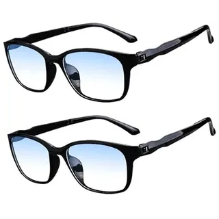 Eyglajdd Blaulichtfilter Lesebrille für Herren Damen Matt Finish,TR90 leicht Lesehilfe Brille mit Federscharnieren 2er-Pack Schwarz +1,0 - 51-17-135