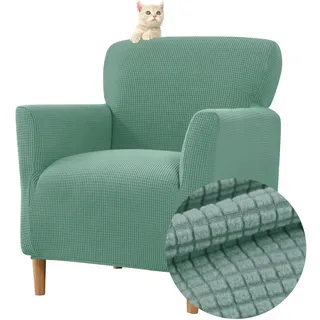Highdi Stretch Sesselbezug Sesselhusse Elastische Jacquard Sofaüberzug, Weicher Club Chair Cover mit Armlehne Sitzbezug(Grün)