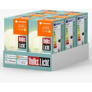 LEDVANCE Volks-Licht E27 Smarte LED Lampe | Bluetooth | warmweiss | dimmbare Glühbirne | kompatibel mit Amazon Alexa und Google Assistant | steuerbar mit der LEDVANCE App | 6er-Pack