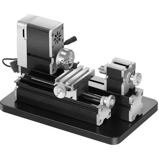 Vevor Mini-Drehmaschine aus Metall 70x130 mm, Fräsmaschine 20000 U/min, 36 W Hochleistungsmotor, 3-Backenfutter, didaktische Metalldrehmaschine mit Schutz für die Bearbeitung von Präzisionsteilen