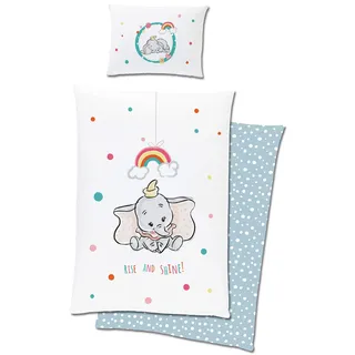 Disney Kleinkind Baby-Bettwäsche Dumbo Shine 100x135 + 40x60 cm 100% Baumwolle Linon Zirkus Elefant Timothy Q Maus Storch Prissy Giggles Jim Krähe Zirkusdirektor deutsche Größe mit Reißverschluss