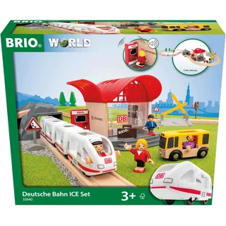 BRIO World 33940 BRIO Deutsche Bahn Ice Set - Eisenbahn-Set mit Schienen, Bahnhof und Zug im Stil der DB - Empfohlen ab 3 Jahren [Exklusiv bei Amazon]