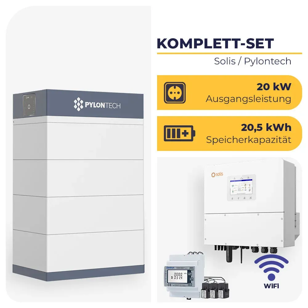 Solis S6-EH3P20K-H Hybrid-Wechselrichter 20 kW mit 20,5 kWh Pylontech Force H3