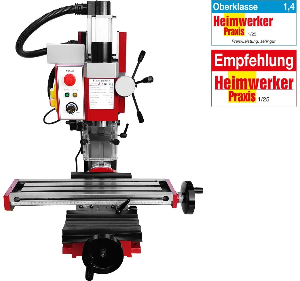 Bohr-/Fräsmaschine SIEG SX2L mit bürstenlosem Motor und Z-Säule neigbar