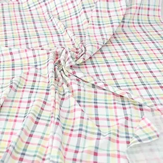 TOLKO 50cm Baumwoll-Jersey für Shirt Kleid Rock | Kleiderstoff weich Blickdicht knitterarm elastisch | Stoffe zum Nähen Jersey Stoff Meterware | 150cm breit Baumwollstoff (Kariert)