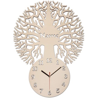 Holz Wand Uhr Lebensbaum Geschenkideen für Männer Frauen Kinder Deko individuell personalisiert