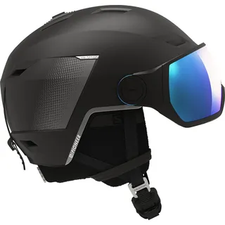 Salomon PIONEER LT VISOR Helm, Herren Ski- und Snowboardhelm für Trailrunning, Bergsicherheit, Outdoor-Sport, Black/Un ML Blue, L