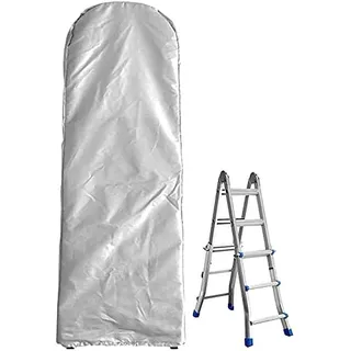 COOSOO Klappleiterabdeckung, wasserdicht, staubdicht, Schutzhülle aus Polyestergewebe mit Kordelzug für Klappleiter, Trittleiter, für Innen- und Außenbereich, Haushalt, mehrere Anwendungen, Silber, 50