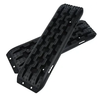 gimisgu NAIZY 2x Sandbleche Offroad Traktionsmatte Kunstoff Anfahrhilfe Recovery Board Tracks mit Aufbewahrungstasche Traktionsband Max. 10T Last, PKW LKW Traktionsplatten, Schwarz