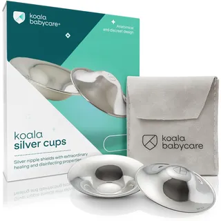 Koala Babycare Silberhütchen - 2 Stück - Stillhütchen Standardgröße Silber für maximale Resistenz - Brustwarzenschutz für empfindliche und schmerzende Brustwarzen