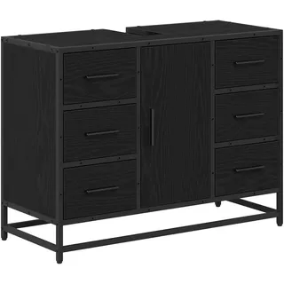 vidaXL Badezimmerschrank mit Tür 80 x 60 x 33 cm Schwarz