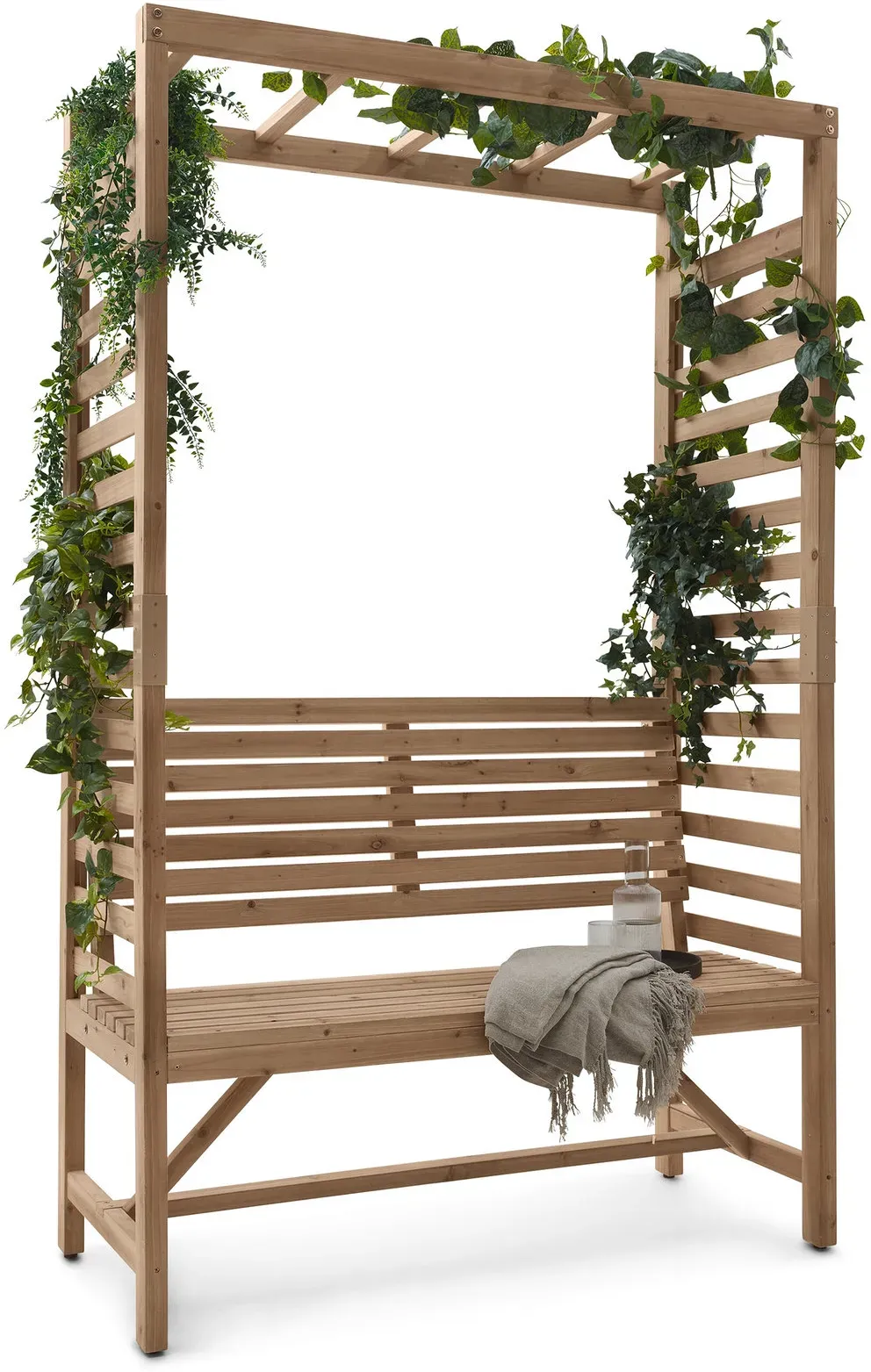 Tchibo - Gartenbank mit Rosenbogen - 130x60x210cm - schwarz - Holz / Stahl / Polypropylen