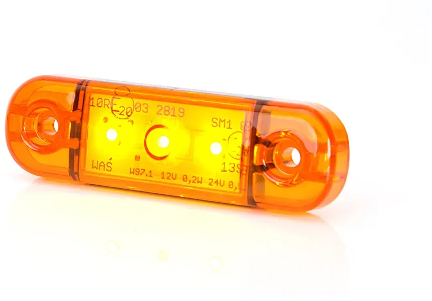 LED Umrissleuchte seitliche Begrenzungsleuchte 83,8 x 24,2mm 12V 24V E20 ORANGE