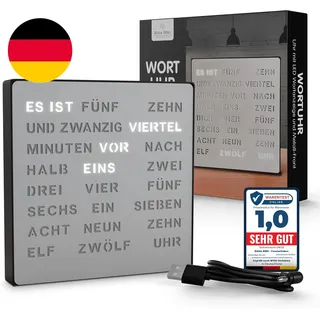 Bada Bing LED Wortuhr Silber Mit Deutscher Wort Anzeige - Edle Metall Uhr Mit US