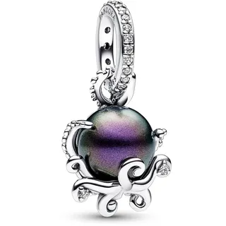 PANDORA x Disney Arielle die Meerjungfrau Ursula Charm-Anhänger aus Sterling Silber mit Kunstperle und Cubic Zirkonia Kompatibel Moments Armbändern, 792684C01