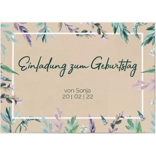 Einladungen zum 70. Geburtstag Violett online gestalten und bestellen - Florale Kraft | Wunderkarten.de