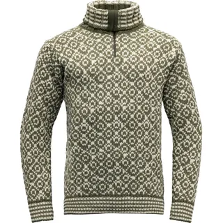 Devold Svalbard Wool Zip Neck Pullover Olive / Offwhite S