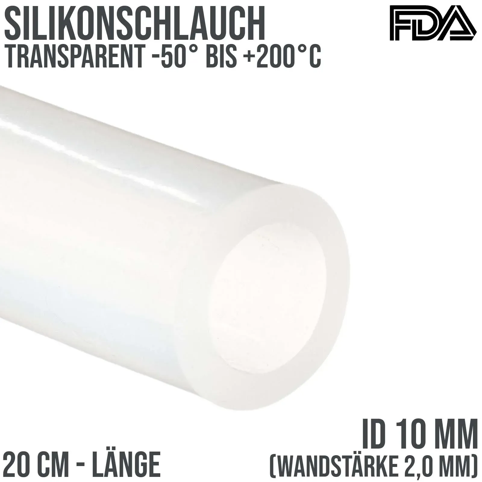 10 x 14 mm Silikon Silicon Milch Schlauch transparent lebensmittelecht FDA 0,37 ...