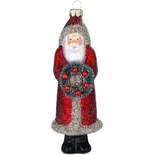 Christbaumschmuck Glas 15cm Weihnachtsmann Figur zum Aufhängen Handbemalt Weihnachtsbaum Anhänger Weihnachten Weihnachtsbaumschmuck Nikolaus Rot Gold