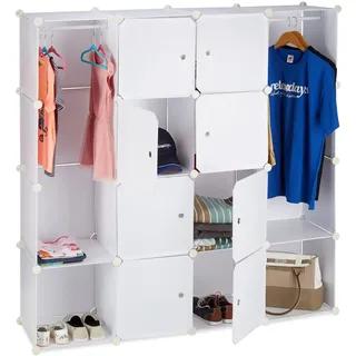 Relaxdays Kleiderschrank Stecksystem 145,5 x 36,5 x 145,5 cm weiß