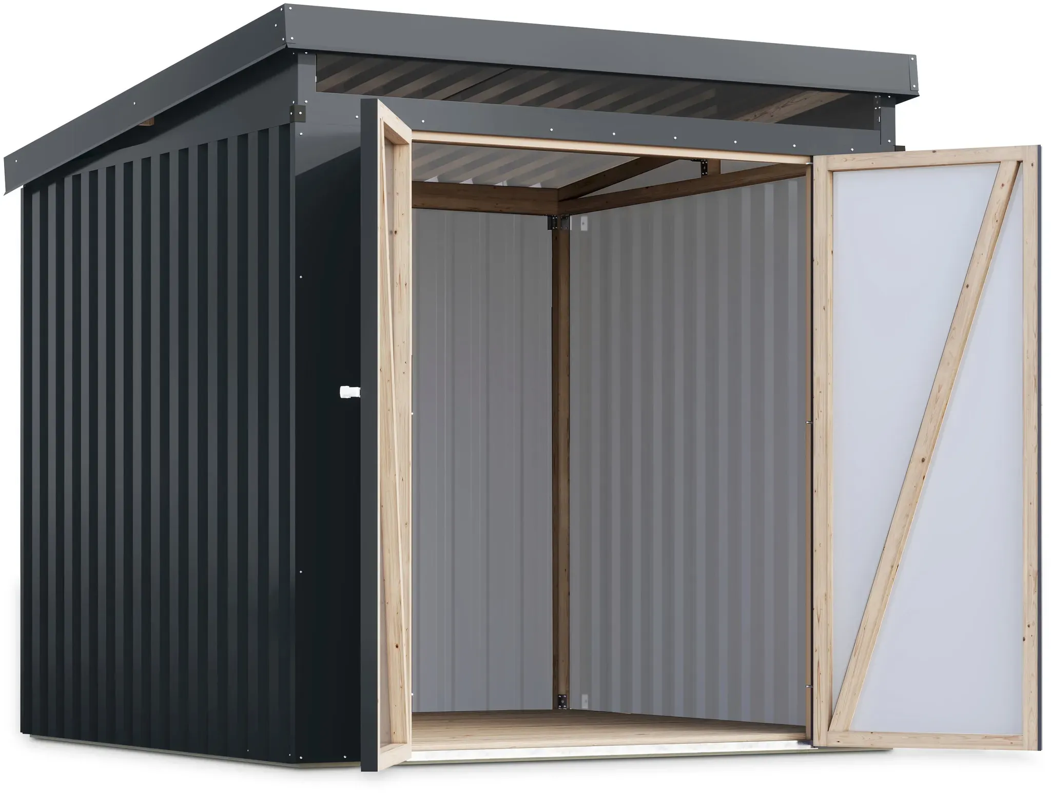 Karibu Metall-Gerätehaus »Anuke 2« - 207x209x213cm - anthrazit - Blech / Polyester / Holz